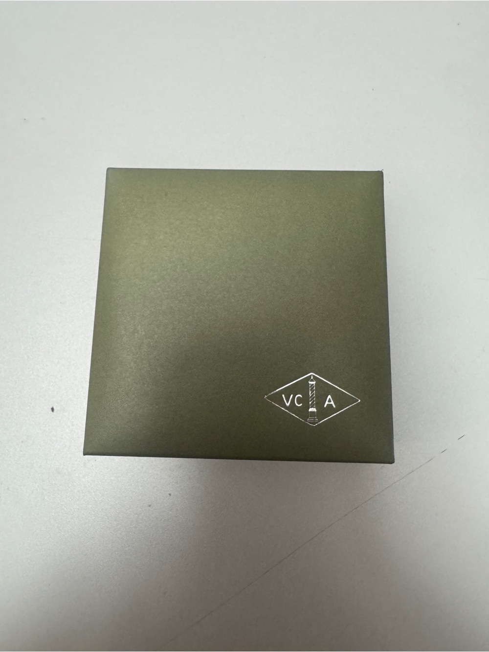 Van Cleef & Arpels Olive Green Jewelry Case with Subtle Diamond Logo